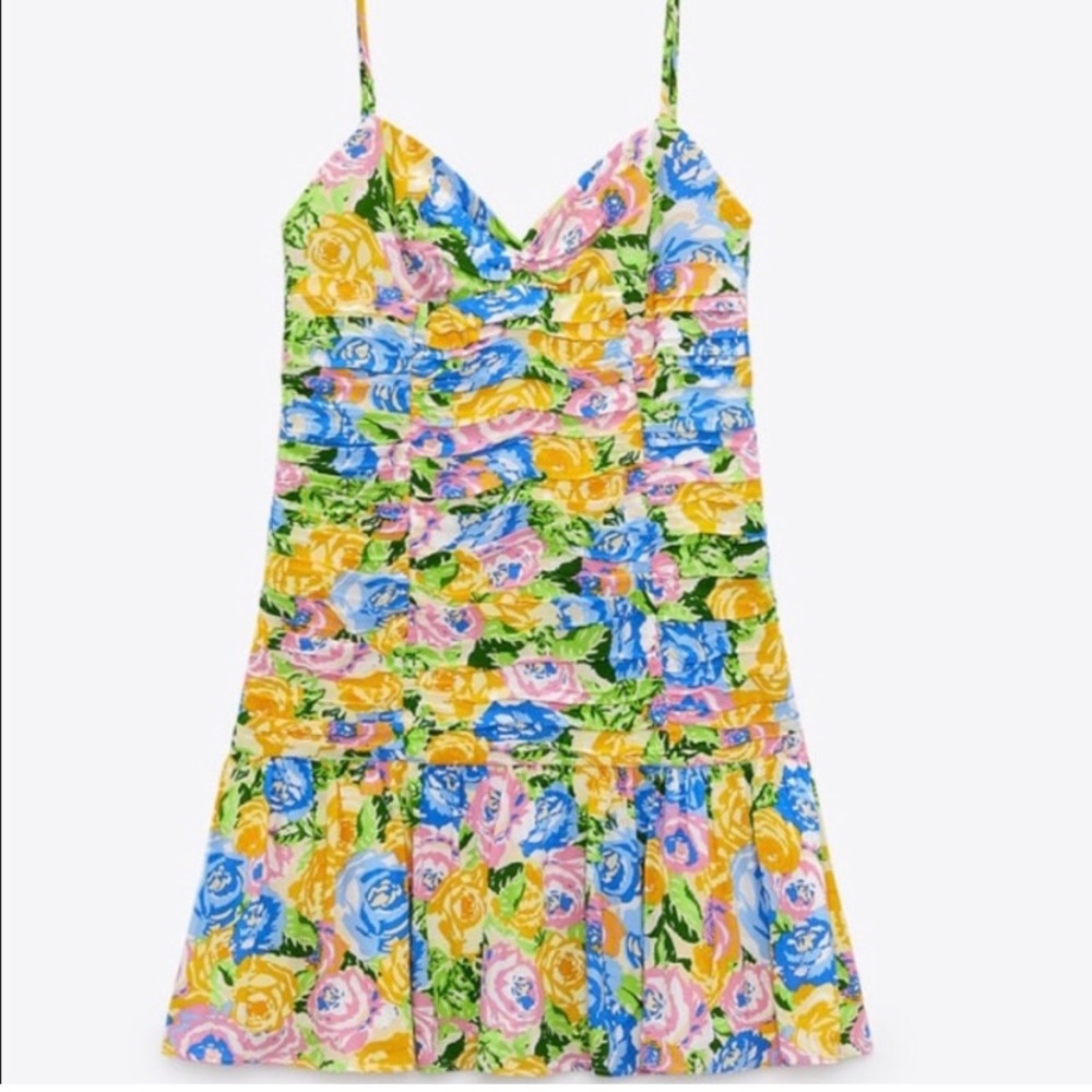 Zara floral ruffle dress size XS
